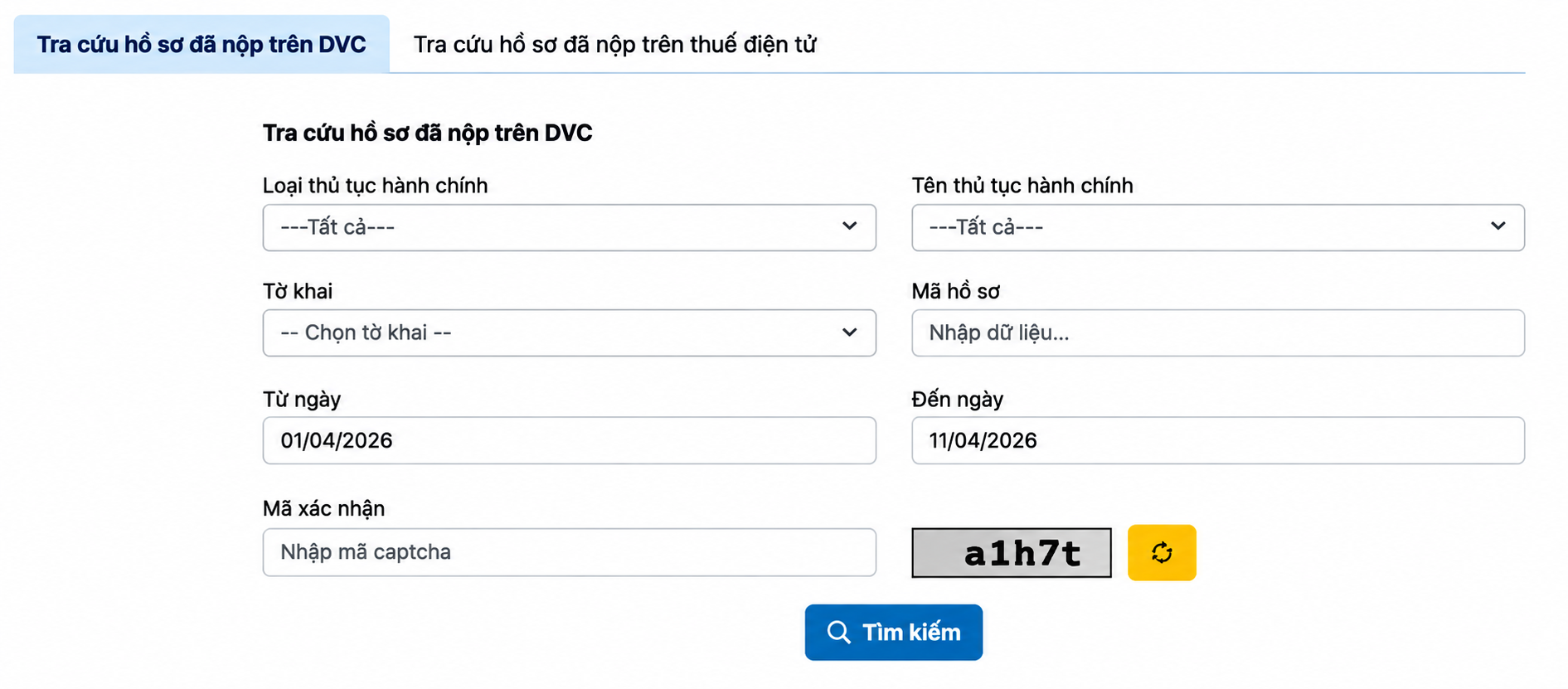 Tra cứu hồ sơ