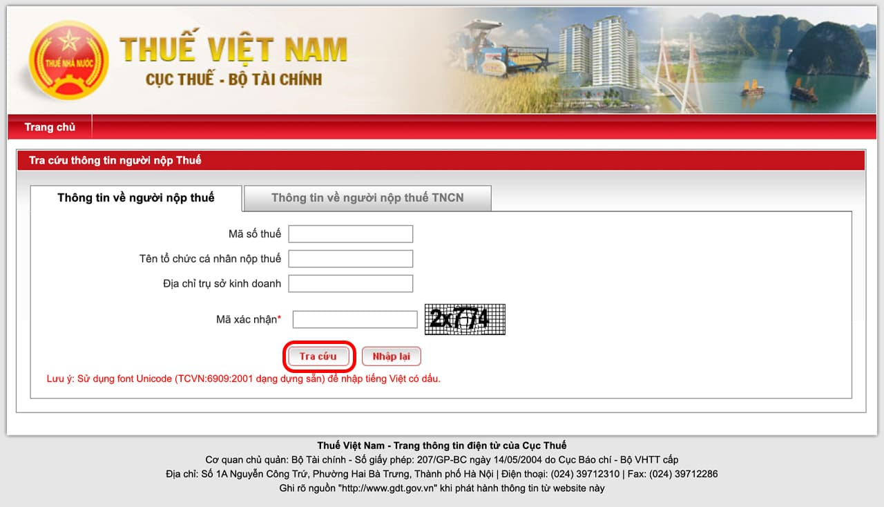 Website Cục Thuế
