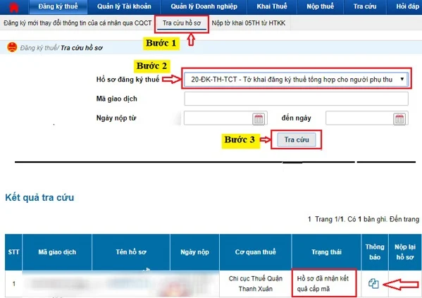 Tra cứu trạng thái hồ sơ
