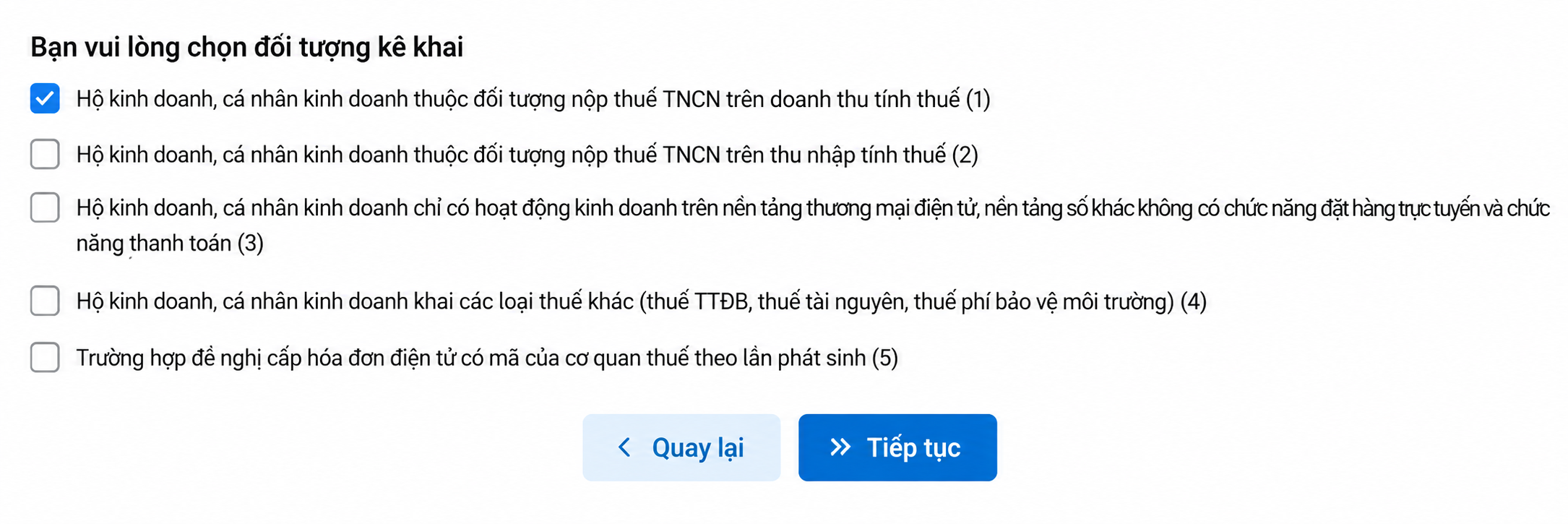 Đối tượng kê khai