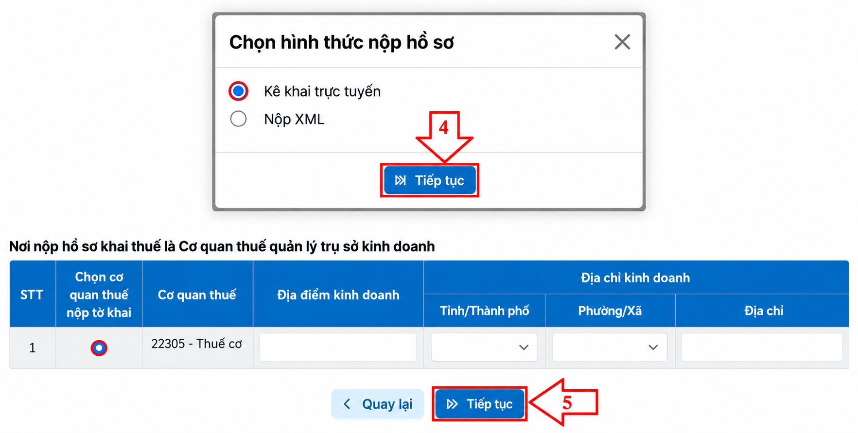Kê khai trực tuyến