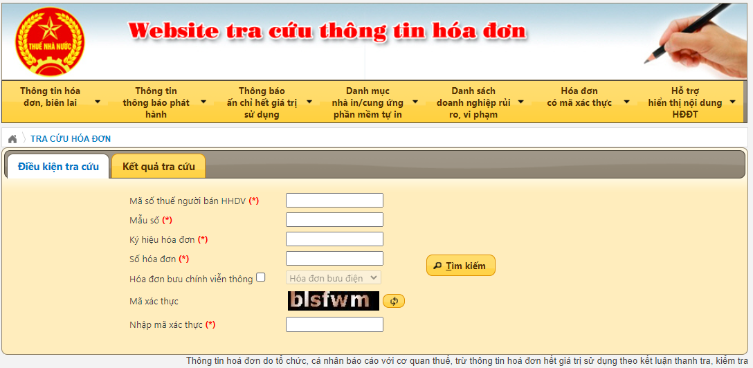 Tra cứu thông tin hóa đơn