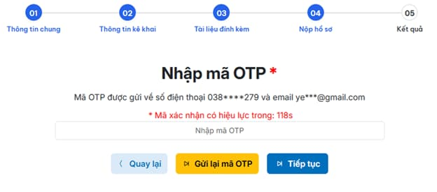 Xác thực nộp tờ khai