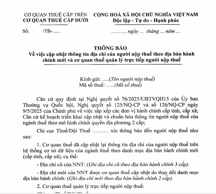 Cập nhật thông tin địa chỉ