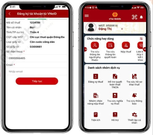 Giao diện đăng nhập ứng dụng etax