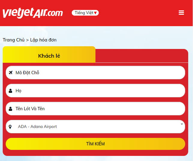 Hóa đơn Vietjet