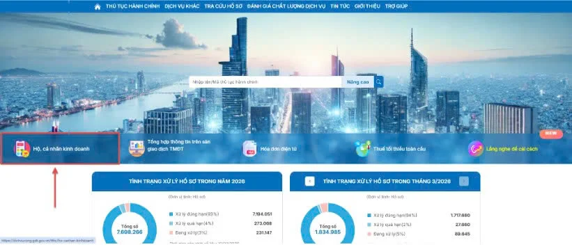 chọn chức năng hộ kinh doanh