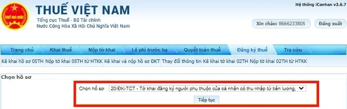 Chọn tờ khai