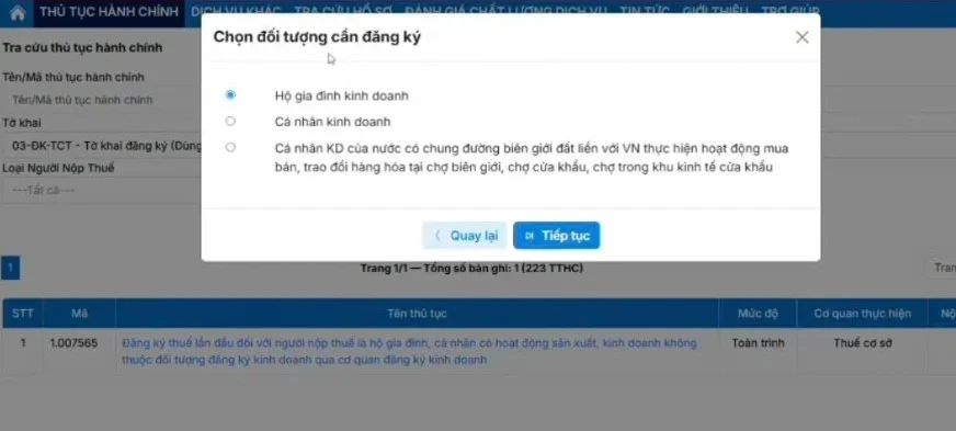 Đối tượng đăng ký