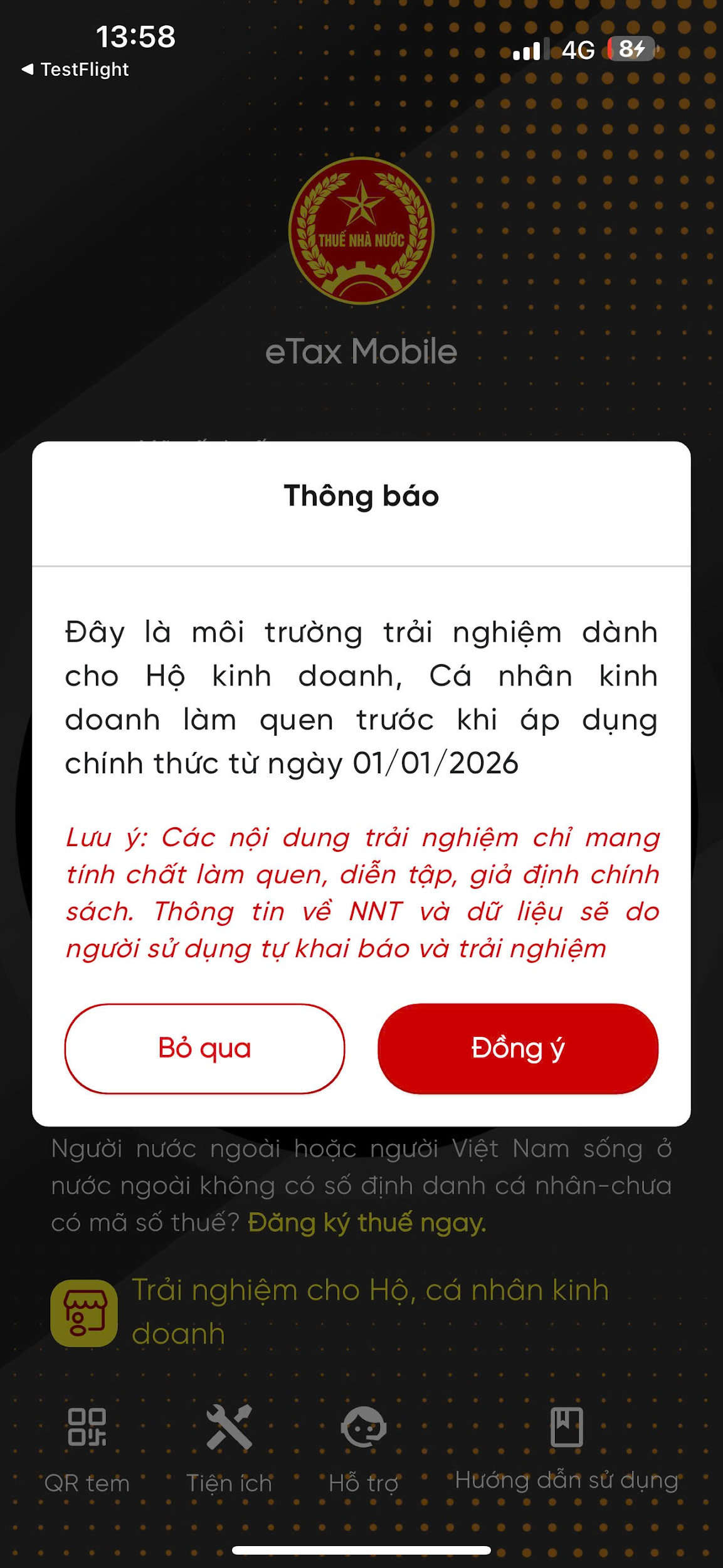 Trải nghiệm ứng dụng