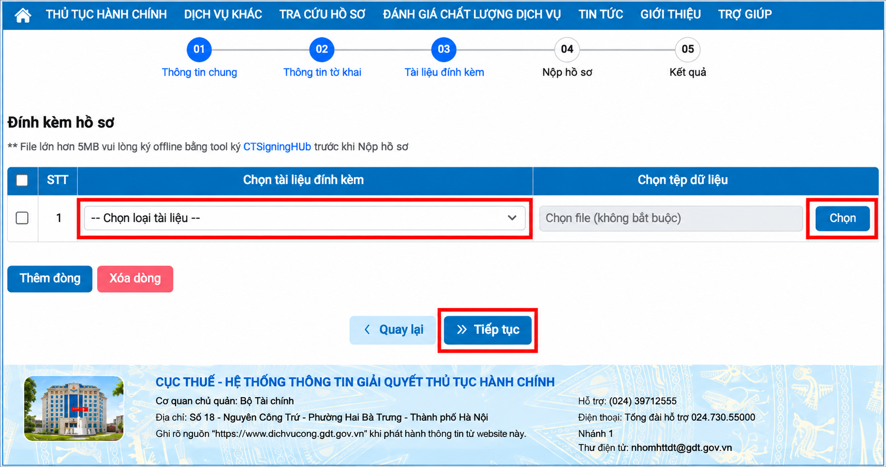 Đính kèm hồ sơ
