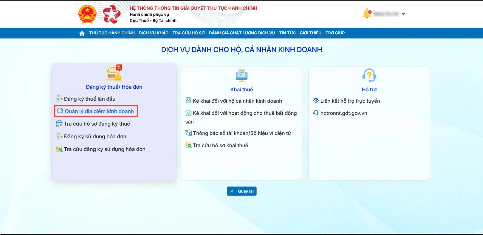 Quản lý địa điểm kinh doanh