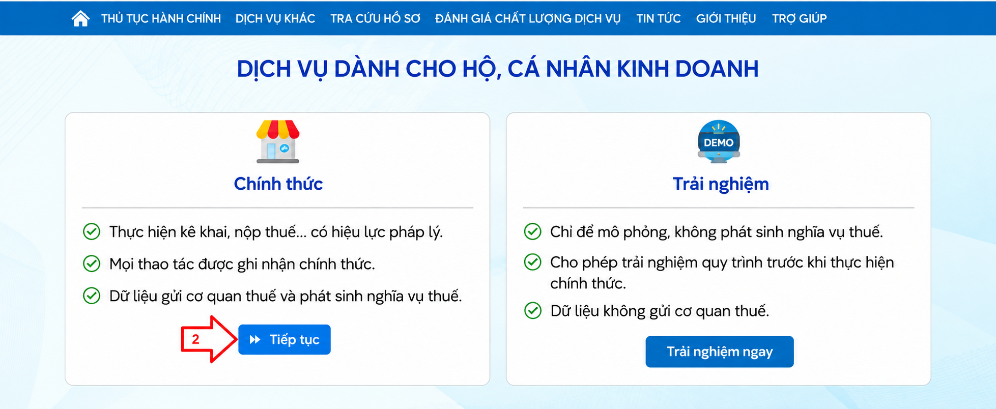 Các bước kê khai