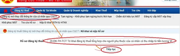 Chọn tờ khai