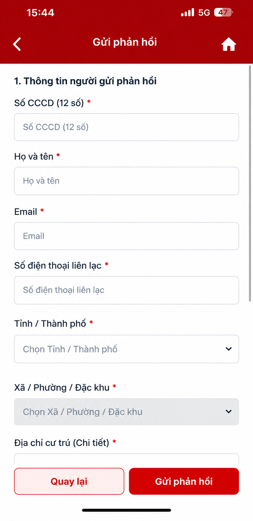 Gửi phản hồi