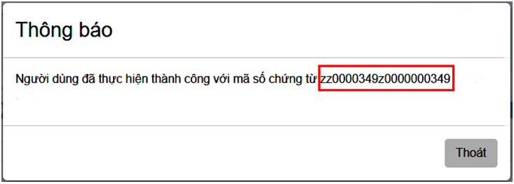 Thông báo mã số chứng từ