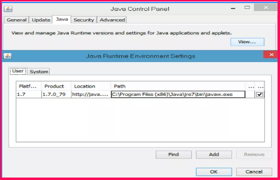 Giao diện Java Control Panel.