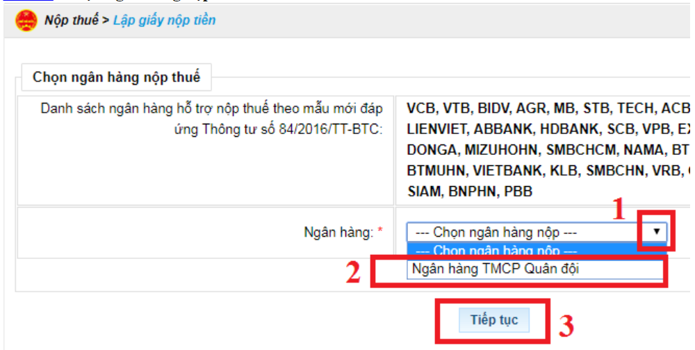 Ngân hàng hỗ trợ nộp thuế