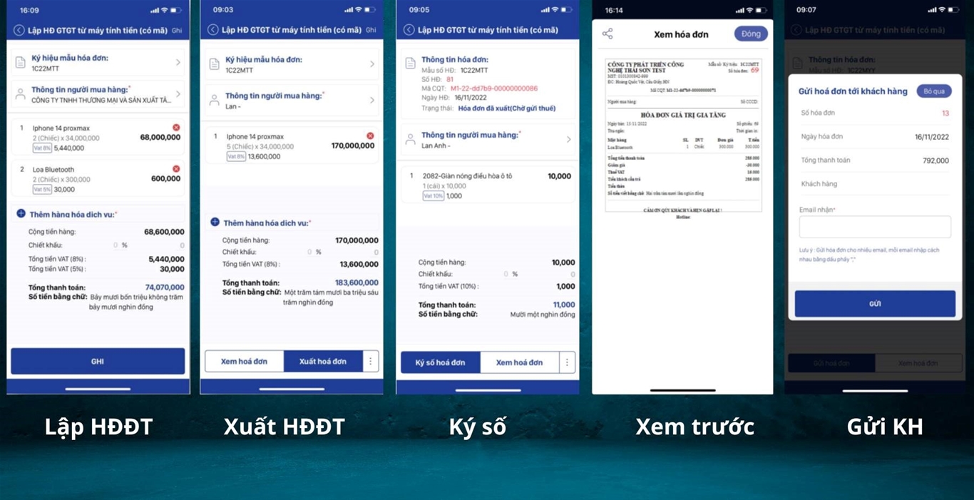 Tính năng khởi tạo hóa đơn điện tử từ máy tính tiền trên app E-invoice