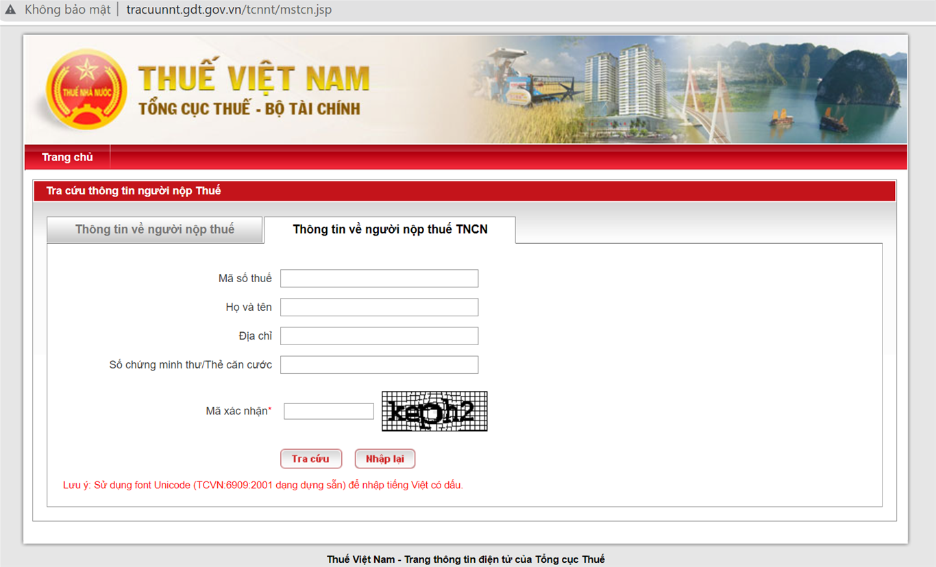 Trang web chính thức của tổng cục thuế