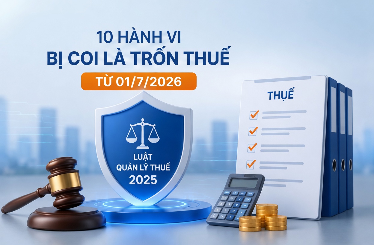 10 hành vi bị xác định là trốn thuế từ ngày 01/7/2026 theo Luật Quản lý thuế 2025