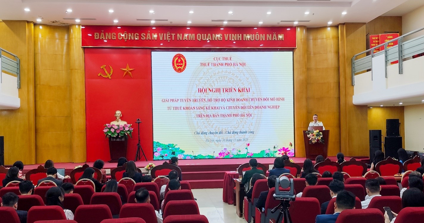 Cục Thuế TP Hà Nội tổ chức Hội nghị triển khai giải pháp hỗ trợ hộ kinh doanh chuyển đổi mô hình kê khai