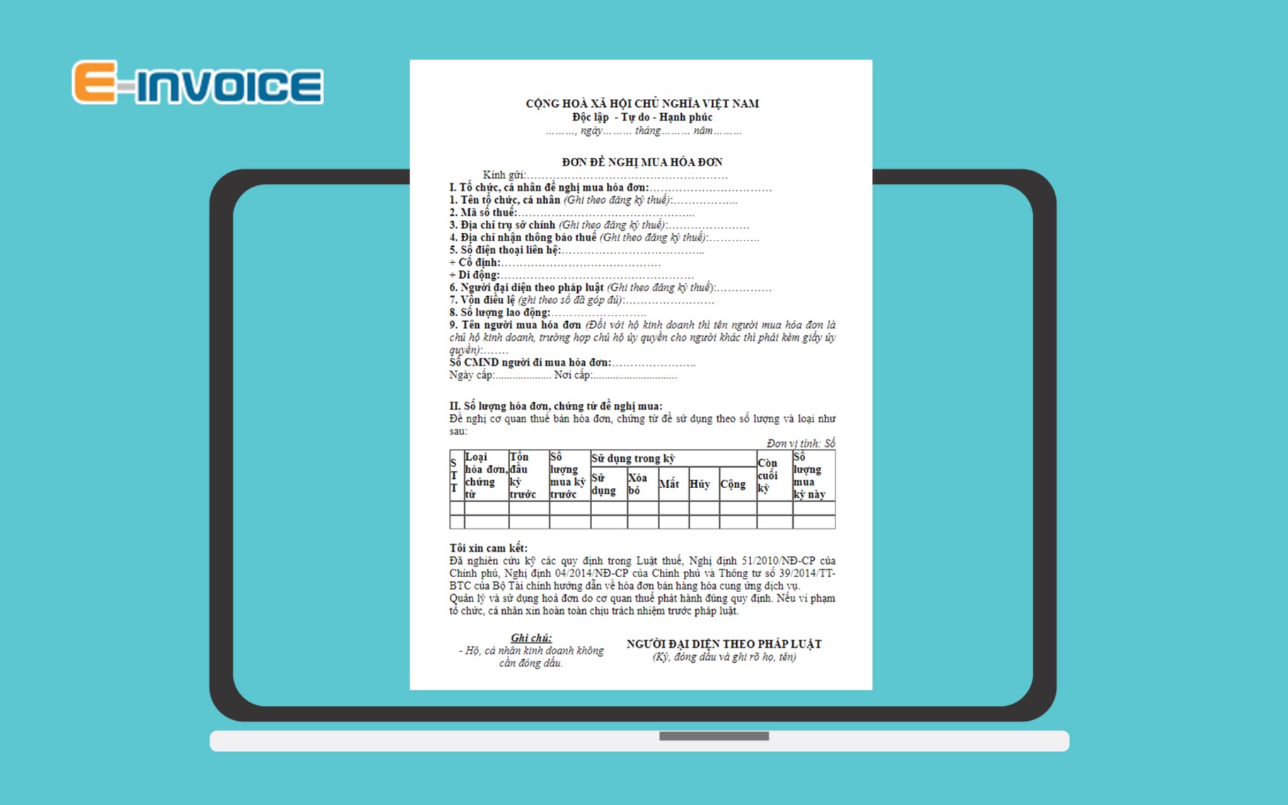 Cập nhật mẫu đơn đề nghị mua hóa đơn mới nhất theo Thông tư 39/2014/TT-BTC